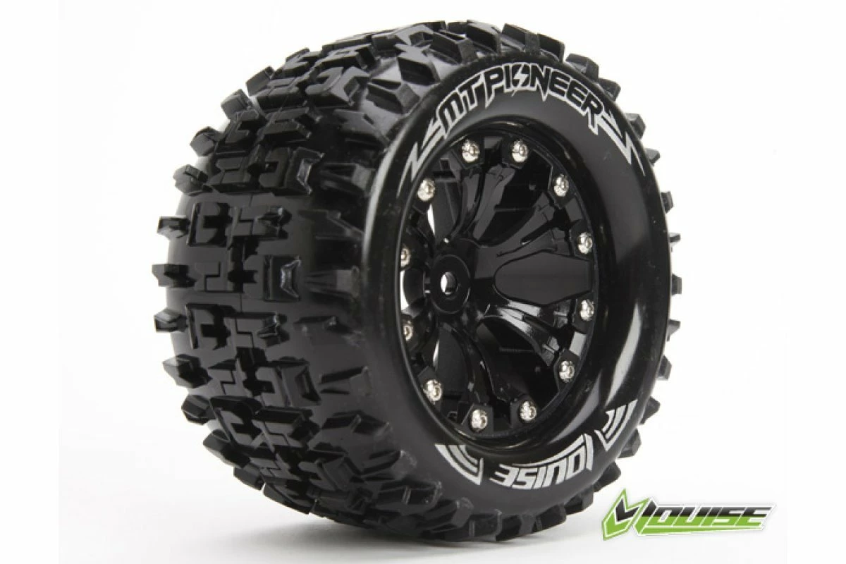 L-T3202B | Louise 2.8" MT-Pioneer Tyres On Black Rims - Glued Wheels 2Pcs