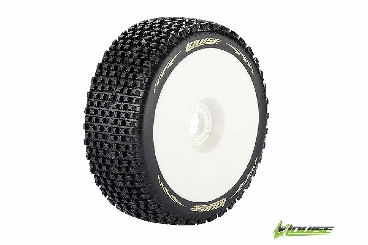 L-T3126SW | Louise 3.3" B-Pirate Tyres On White Dished Rims - Glued Wheels 2Pcs