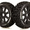 L-T3131B | Louise 3.3" B-Pioneer Tyres On Black 8 Spoke Rims - Glued Wheels 2Pcs