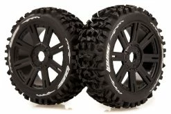 L-T3131B | Louise 3.3" B-Pioneer Tyres On Black 8 Spoke Rims - Glued Wheels 2Pcs