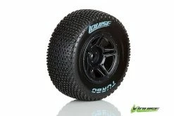 L-T3147VBAA | Louise 2.2/3.0" Turbo Tyres On Black Rims - Glued Wheels 2Pcs