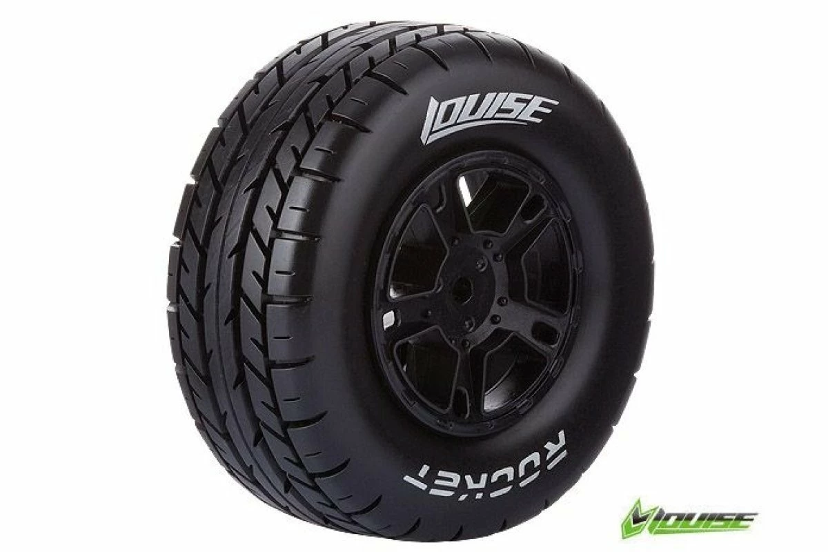 L-T3154SBAA | Louise 2.2/3.0" Rocket Tyres On Black Rims - Glued Wheels 2Pcs