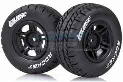 L-T3154SBTR | Louise 2.2/3.0" Rocket Tyres On Black Rims - Glued Wheels 2Pcs