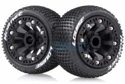 L-T3172SB | Louise 2.2" ST-Hornet Tyres On Black Spoke Rims - Glued Truck Wheels W/ Foam 2Pcs