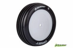L-T3182VWAF | Louise 2.2" Front E-Orbit Super Soft Compound Tyres On MAX White Dish Rims - Glued Buggy Wheels 2Pcs