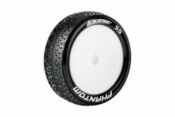 L-T3184SWLF | Louise 2.2" Front E-Phantom Soft Compound Tyres On White Dish Rims - Glued Buggy Wheels 2Pcs