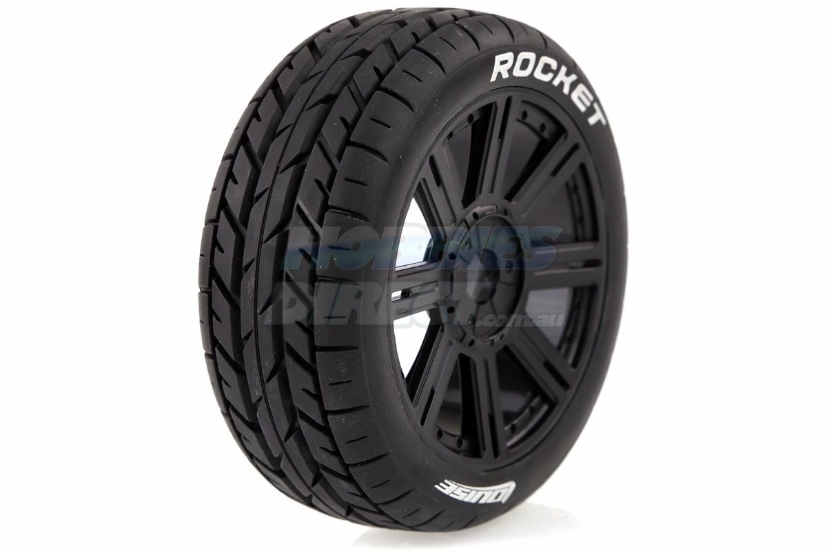 L-T3190B | Louise 3.3" B-Rocket Tyres On Black 8 Spoke Rims - Glued Wheels 2Pcs