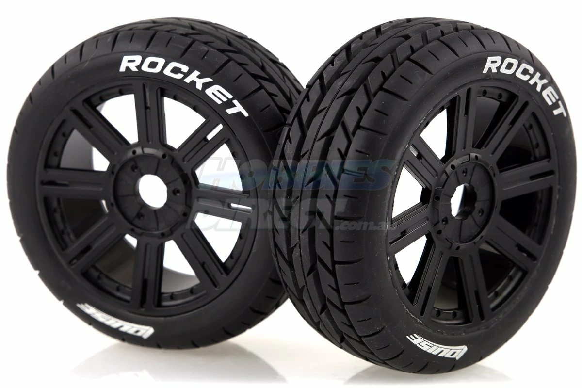 L-T3190B | Louise 3.3" B-Rocket Tyres On Black 8 Spoke Rims - Glued Wheels 2Pcs - Image 2
