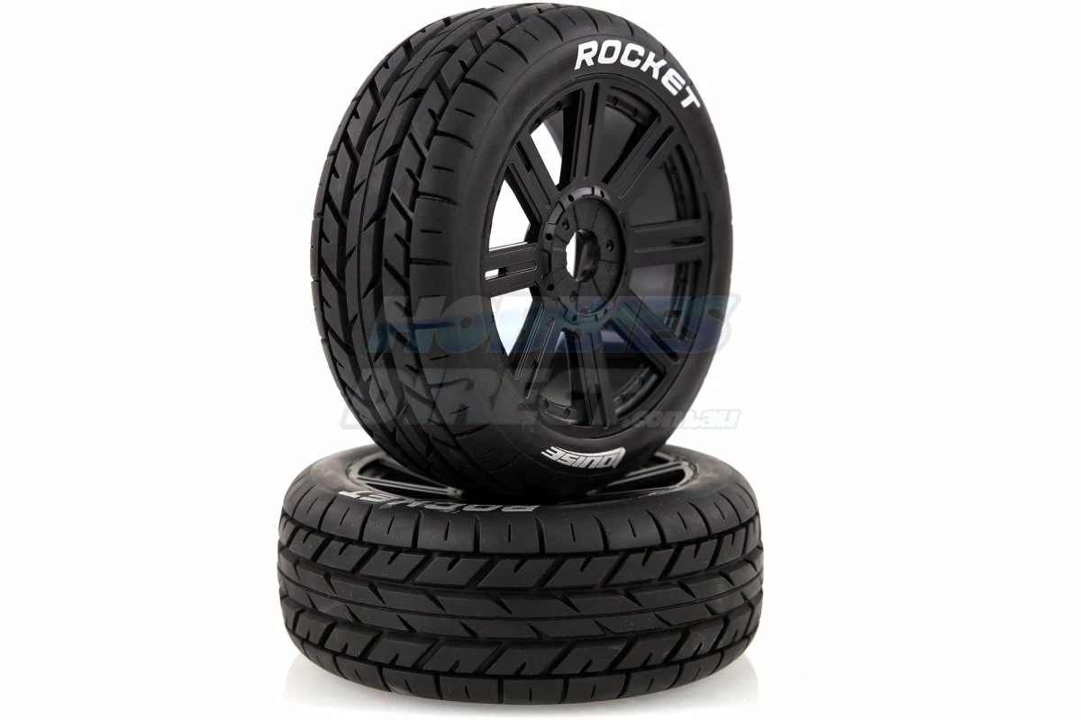 L-T3190B | Louise 3.3" B-Rocket Tyres On Black 8 Spoke Rims - Glued Wheels 2Pcs - Image 3