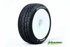 L-T3190SW | Louise 3.3" B-Rocket Tyres On White Dished Rims - Glued Wheels 2Pcs