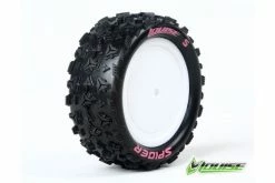 L-T3198SWKF | Louise 2.2" Front E-Spider Tyres On White Dish Rims - Glued Buggy Wheels W/ Foam 2Pcs