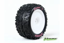 L-T3200SWKR | Louise 2.2" Rear E-Spider Tyres On White Dish Rims - Glued Buggy Wheels W/ Foam 2Pcs