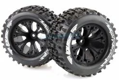 L-T3202BH | Louise 2.8" MT-Pioneer Tyres On (1/2 Offset) Black Rims - Glued Wheels 2Pcs