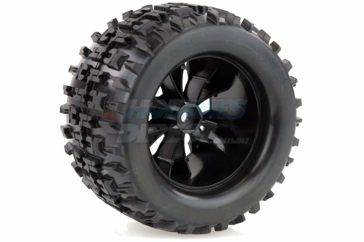 L-T3202BH | Louise 2.8" MT-Pioneer Tyres On (1/2 Offset) Black Rims - Glued Wheels 2Pcs - Image 4