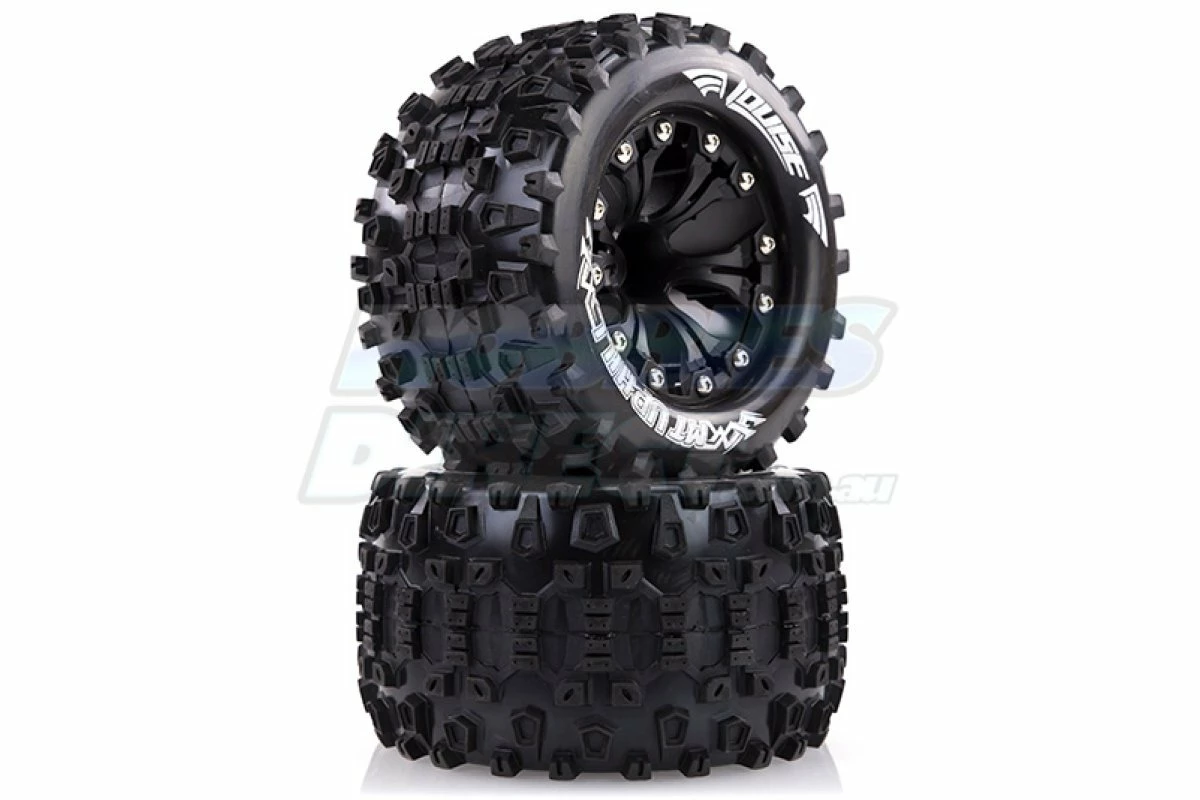 L-T3204BH | Louise 2.8" MT-Uphill Tyres On Black Spoke Rims - Glued Truck Wheels W/ Foam 2Pcs - Image 2