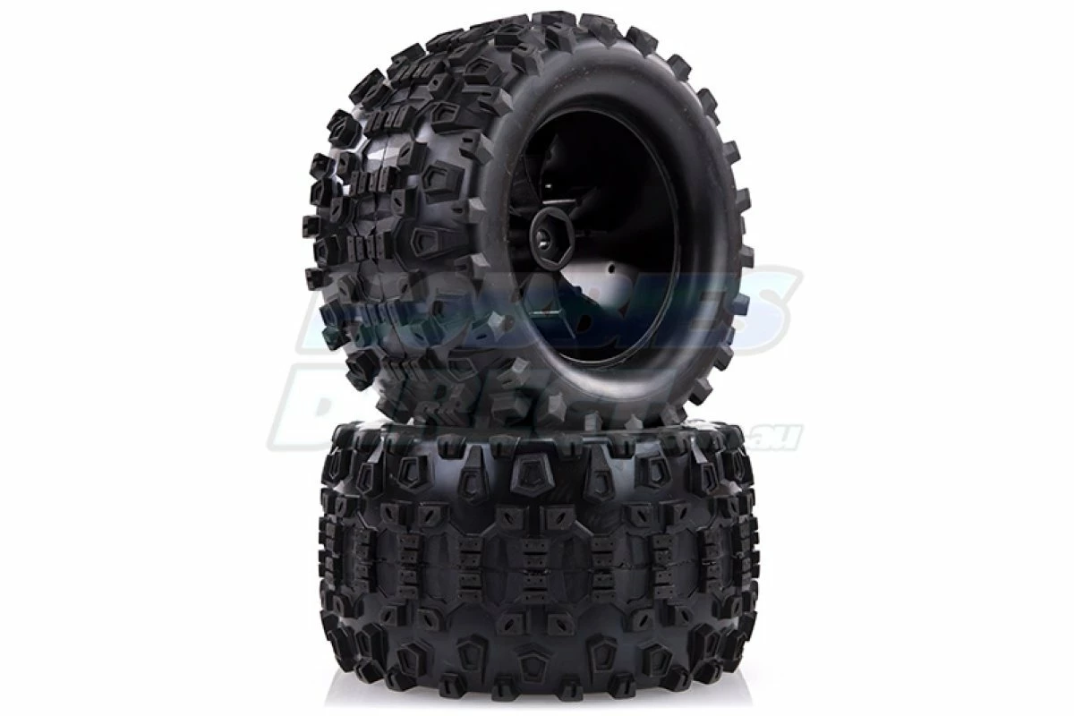 L-T3204BH | Louise 2.8" MT-Uphill Tyres On Black Spoke Rims - Glued Truck Wheels W/ Foam 2Pcs - Image 3
