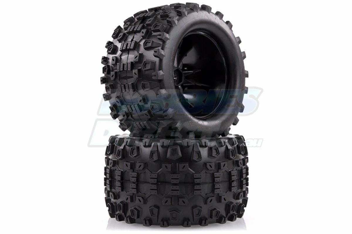 L-T3204B | Louise 2.8" MT-Uphill Tyres On Black Spoke Rims - Glued Truck Wheels W/ Foam 2Pcs - Image 6