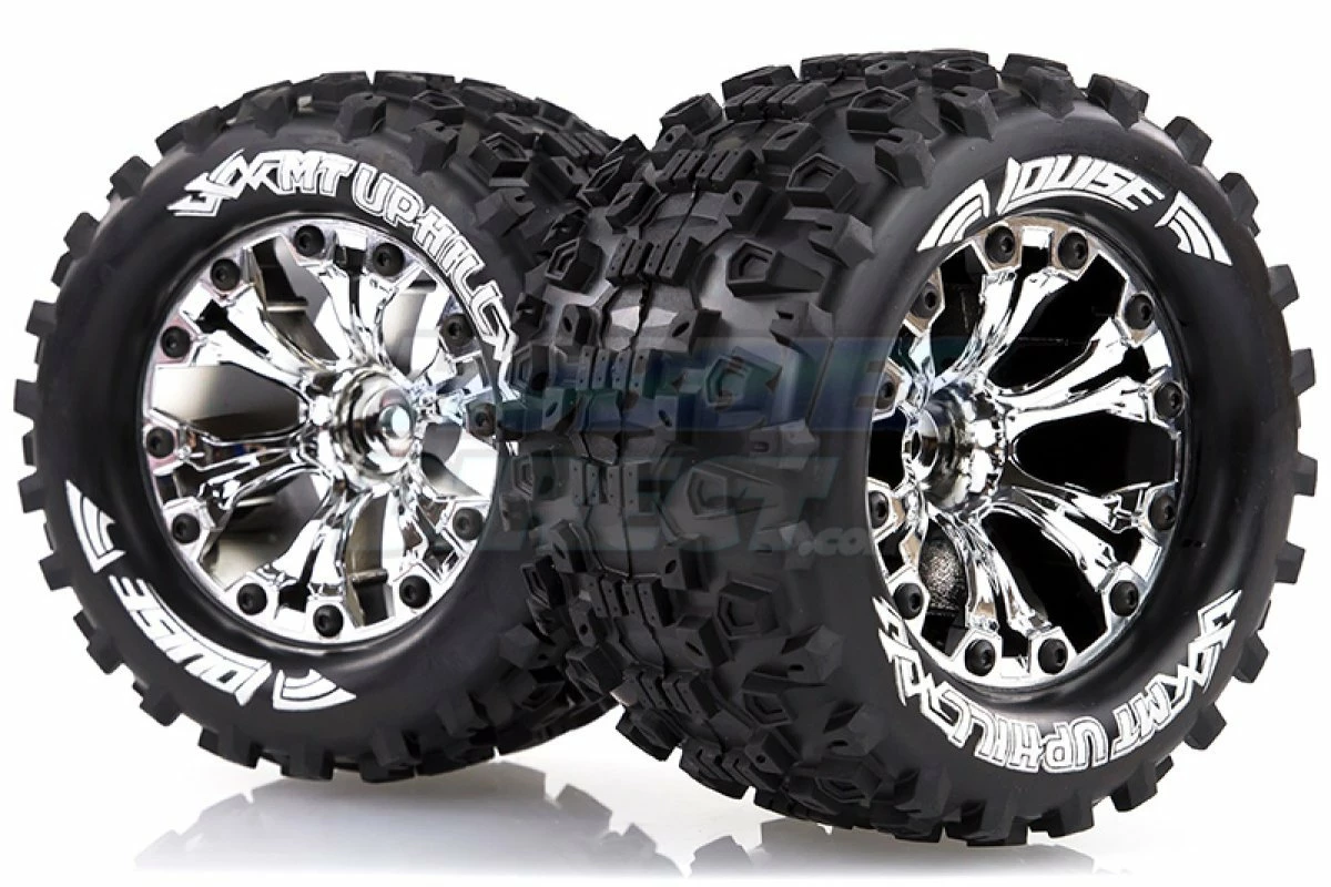 L-T3204CH | Louise 2.8" MT-Uphill Tyres On Chrome Spoke Rims - Glued Truck Wheels W/ Foam 2Pcs