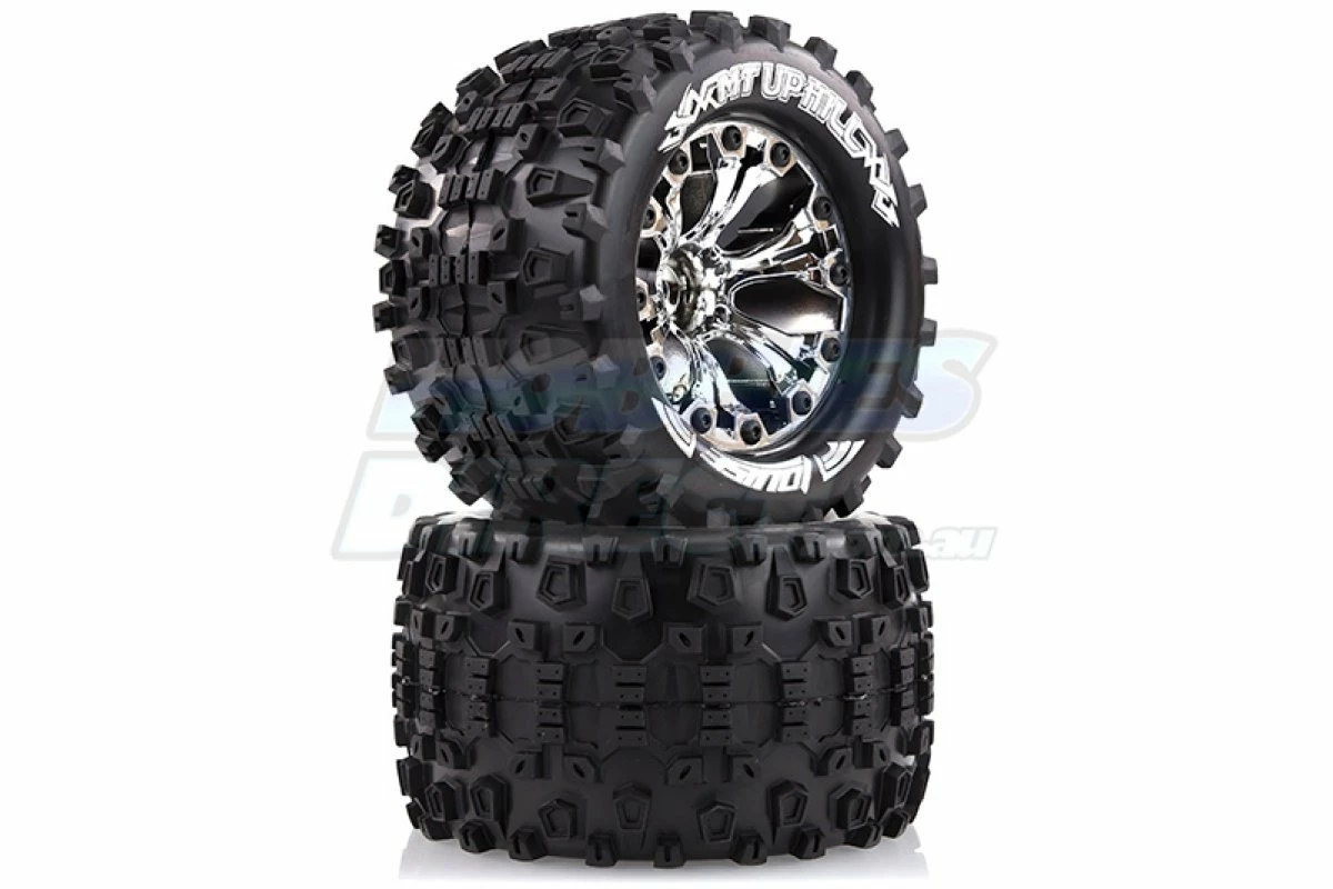 L-T3204CH | Louise 2.8" MT-Uphill Tyres On Chrome Spoke Rims - Glued Truck Wheels W/ Foam 2Pcs - Image 2