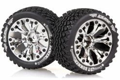 L-T3209CH | Louise 2.8" ST-Hummer Tyres On (1/2 Offset) Chrome Rims - Glued Wheels 2Pcs