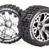L-T3210CH | Louise 2.8" ST-Jumbo Tyres On (1/2 Offset) Chrome Rims - Glued Wheels 2Pcs
