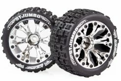 L-T3210CH | Louise 2.8" ST-Jumbo Tyres On (1/2 Offset) Chrome Rims - Glued Wheels 2Pcs