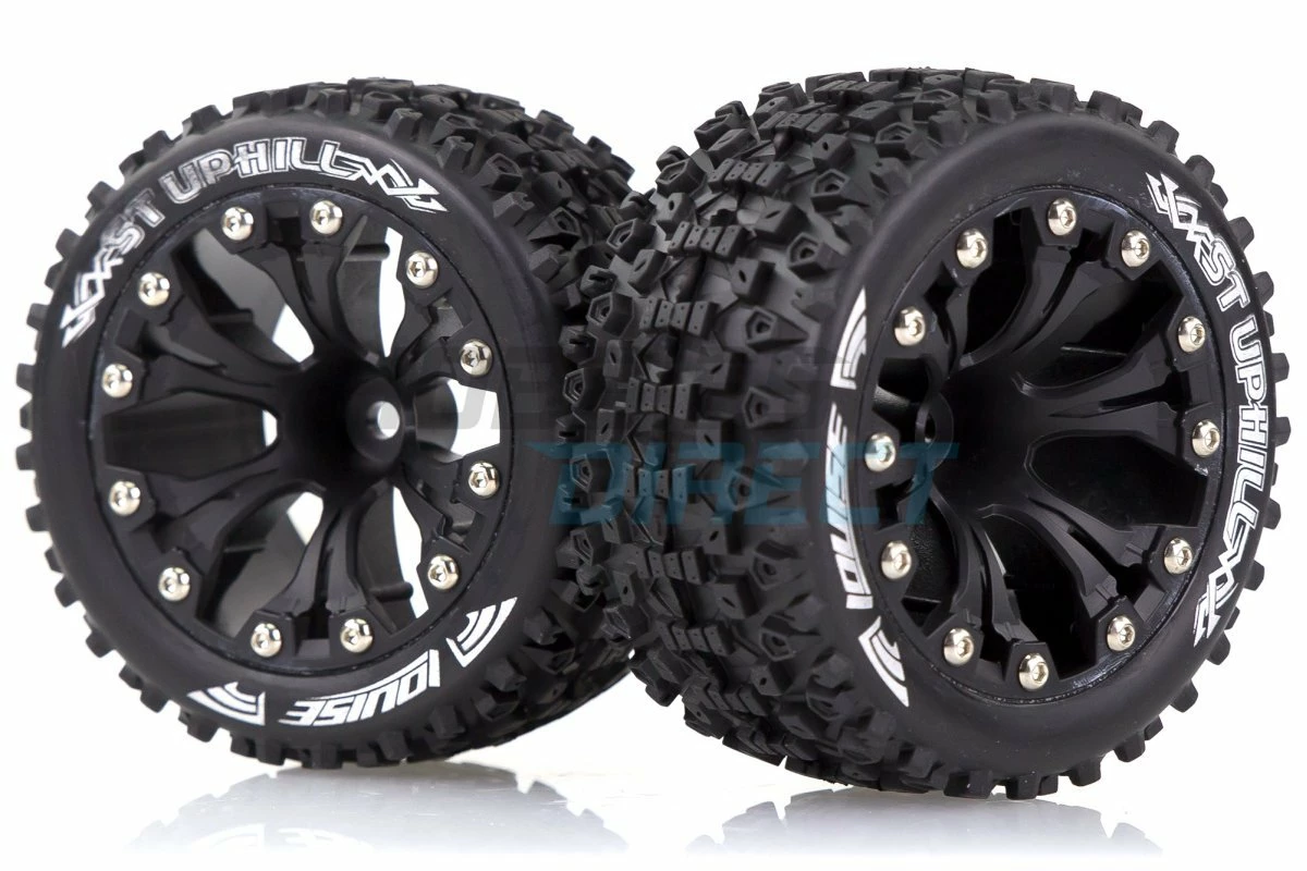L-T3211BH | Louise 2.8" ST-Uphill Tyres On (1/2 Offset) Black Rims - Glued Wheels 2Pcs