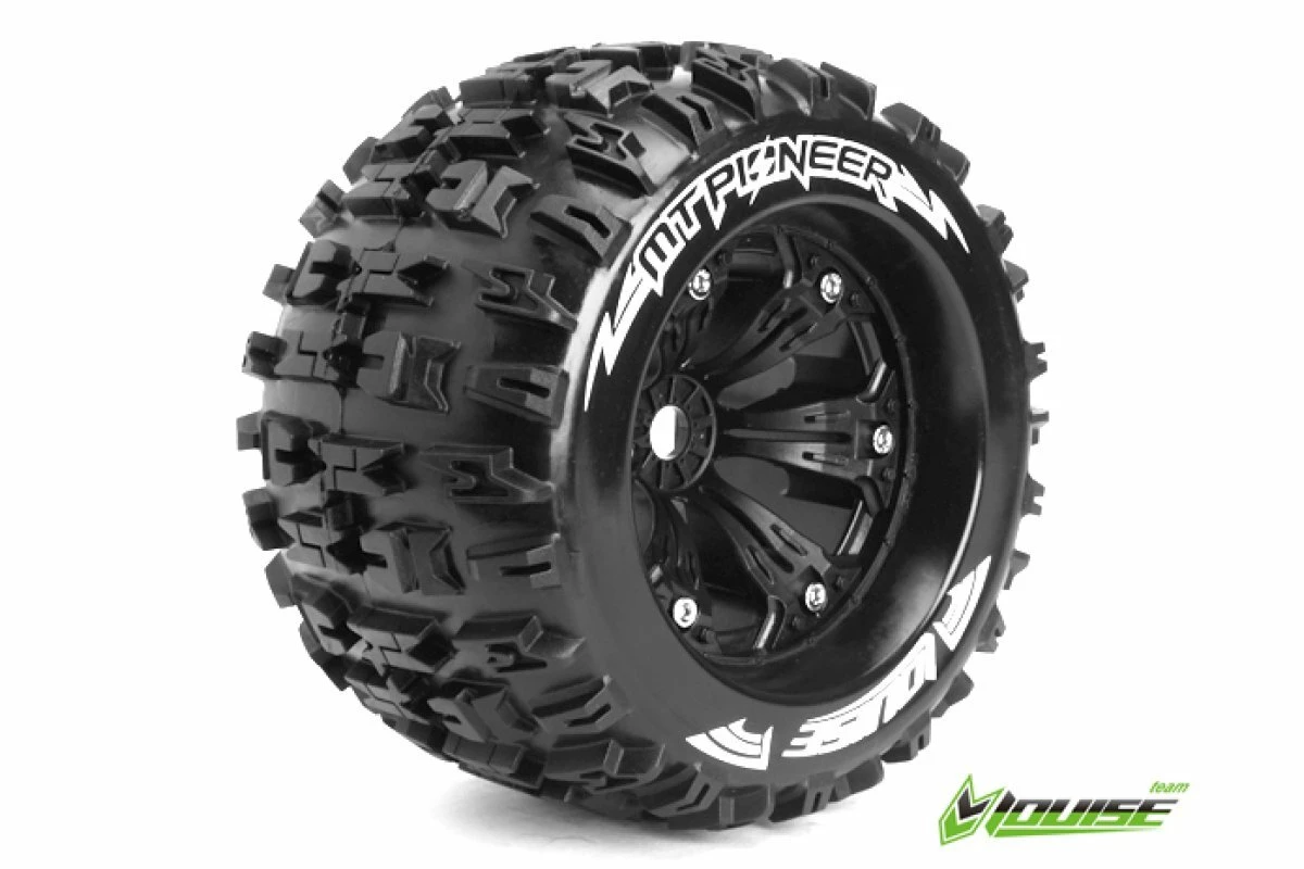 L-T3218BH | Louise 3.8" MT-Pioneer Tyres On Black Rims - Glued Wheels 2Pcs