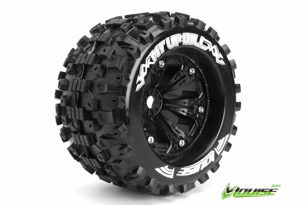 L-T3219BH | Louise 3.8" MT-Uphill Tyres On Black Rims - Glued Wheels 2Pcs