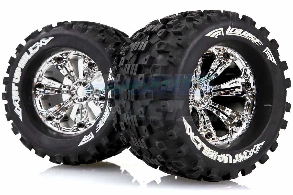 L-T3219CH | Louise 3.8" MT-Uphill Tyres On Chrome Rims - Glued Wheels 2Pcs - Image 2