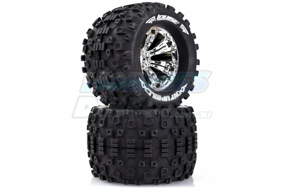 L-T3219CH | Louise 3.8" MT-Uphill Tyres On Chrome Rims - Glued Wheels 2Pcs - Image 3