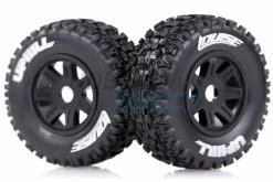 L-T3223SBM | Louise 2.2/3.0" SC-Uphill Tyres On Black Spoke Rims - Glued Wheels 2Pcs