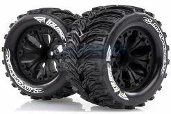 L-T3226BH | Louise 2.8" MT-Cyclone Tyres On Black Spoke Rims - Glued Truck Wheels W/ Foam 2Pcs