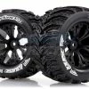 L-T3226B | Louise 2.8" MT-Cyclone Tyres On Black Spoke Rims - Glued Truck Wheels W/ Foam 2Pcs