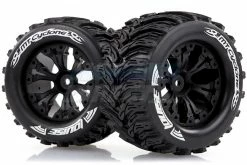L-T3226B | Louise 2.8" MT-Cyclone Tyres On Black Spoke Rims - Glued Truck Wheels W/ Foam 2Pcs