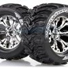 L-T3226CH | Louise 2.8" MT-Cyclone Tyres On Chrome Spoke Rims - Glued Truck Wheels W/ Foam 2Pcs