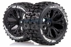 L-T3227B | Louise 2.8" ST-Pioneer Tyres On Black Spoke Rims - Glued Truck Wheels W/ Foam 2Pcs