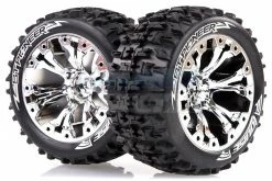 L-T3227CH | Louise 2.8" ST-Pioneer Tyres On Chrome Spoke Rims - Glued Truck Wheels W/ Foam 2Pcs