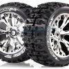 L-T3227C | Louise 2.8" ST-Pioneer Tyres On Chrome Spoke Rims - Glued Truck Wheels W/ Foam 2Pcs
