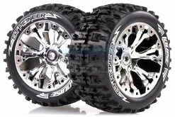 L-T3227C | Louise 2.8" ST-Pioneer Tyres On Chrome Spoke Rims - Glued Truck Wheels W/ Foam 2Pcs