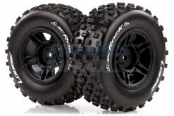 L-T3229SBTR | Louise 2.2/3.0" SC-Rock Tyres On Black Spoke Rims - Glued Short Course Wheels W/ Foam 2Pcs