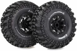 L-T3236VB | Louise 2.2" CR Champ Tyres On Black 8 Spoke Rims - Glued Wheels 2Pcs