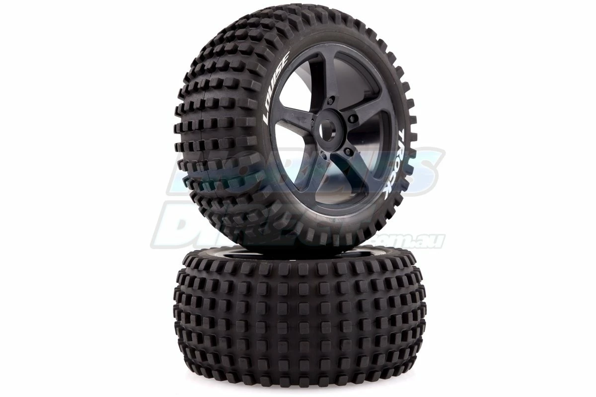 L-T3251B | Louise 3.8" T-Rock Tyres On Black Spoke Rims - Glued Truggy Wheels W/ Foam 2Pcs - Image 2