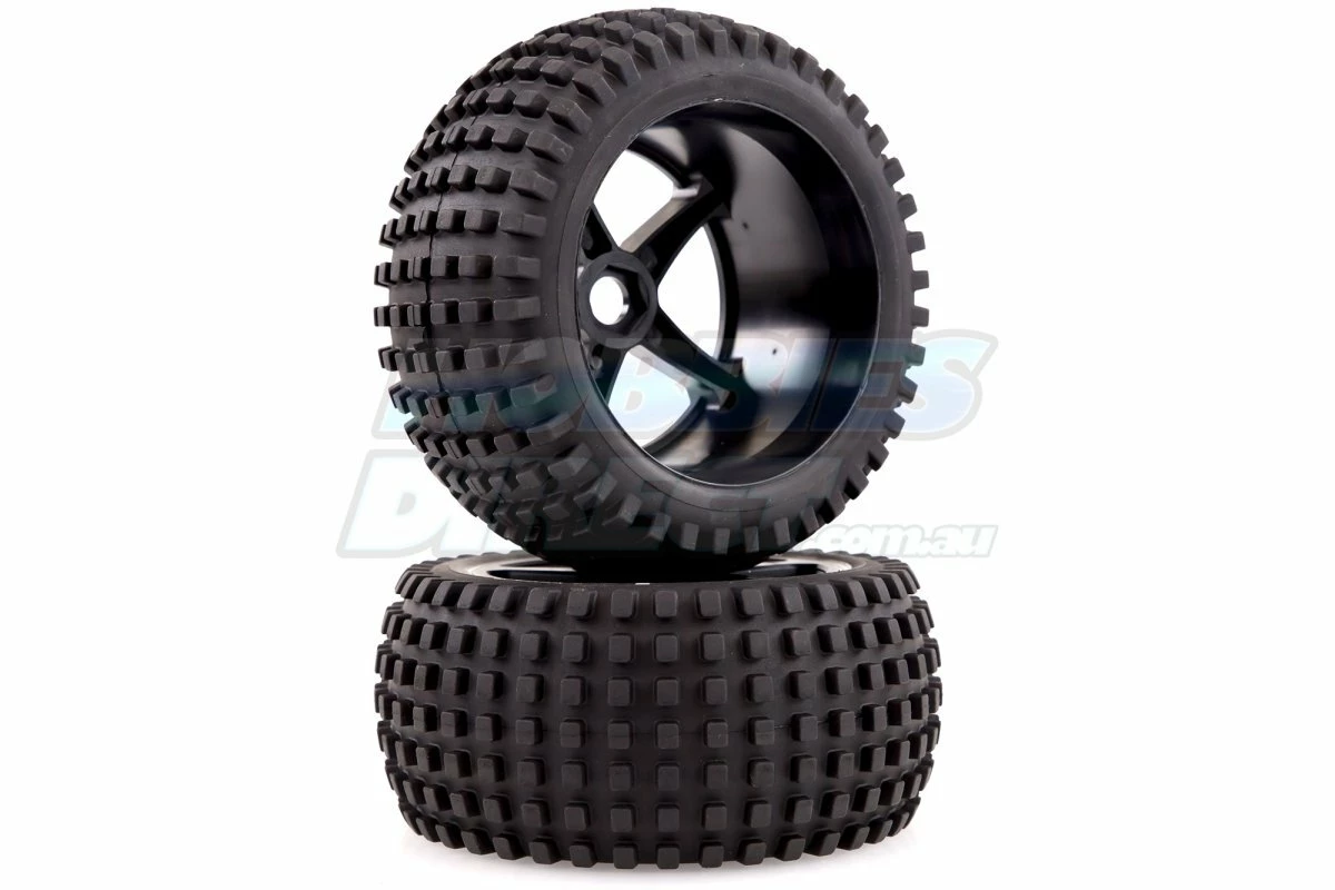 L-T3251B | Louise 3.8" T-Rock Tyres On Black Spoke Rims - Glued Truggy Wheels W/ Foam 2Pcs - Image 3