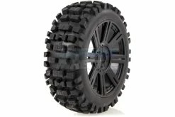 L-T325B | Louise 3.3" B-ulldoze Tyres On Black 8 Spoke Rims - Glued Wheels 2Pcs