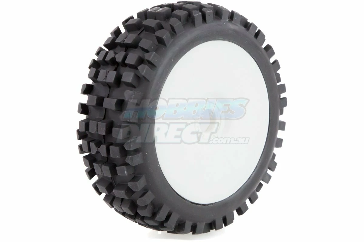 L-T325W | Louise 3.3" B-ulldoze Tyres On 84mm White Dished Rims - Glued Wheels 2Pcs