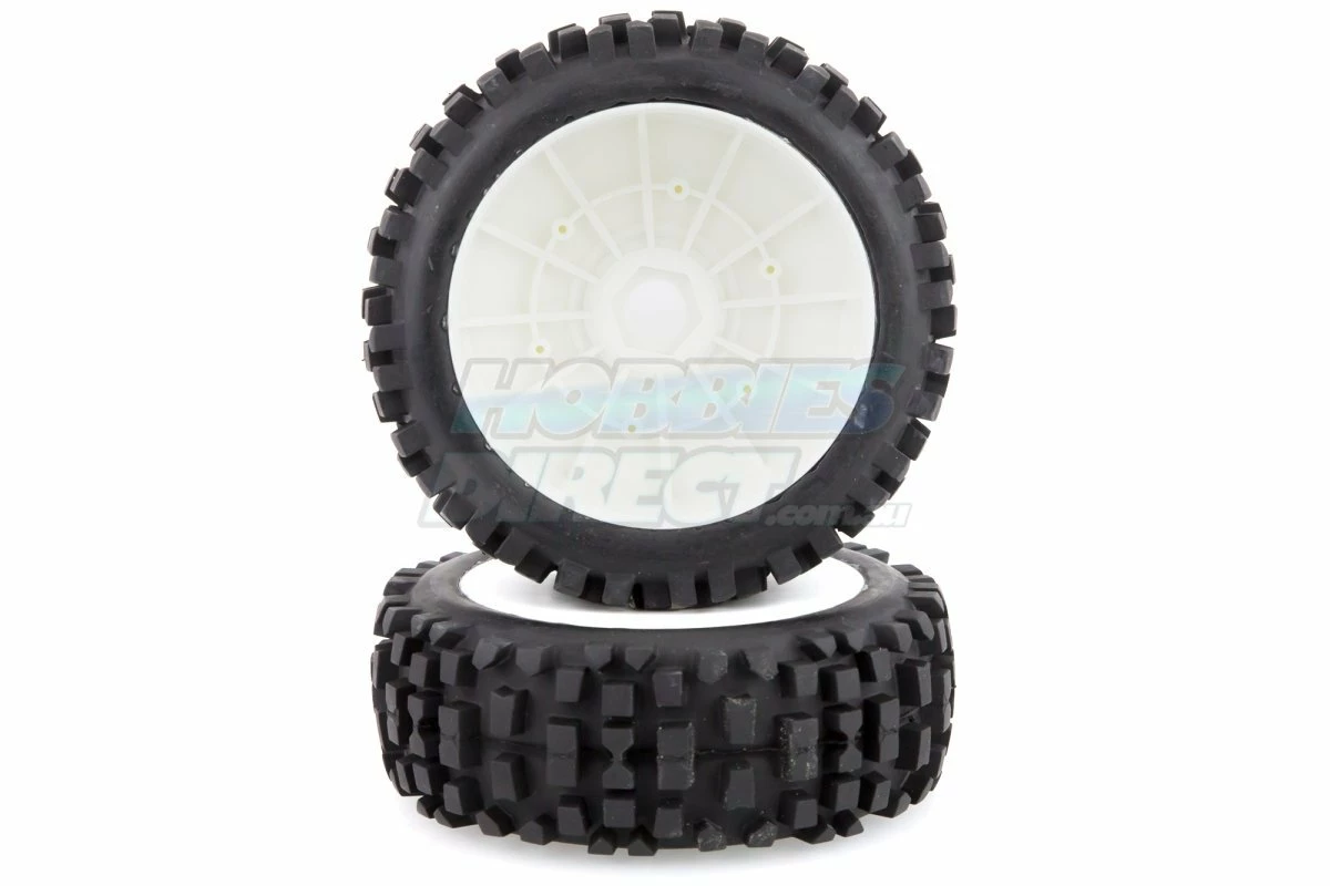 L-T325W | Louise 3.3" B-ulldoze Tyres On 84mm White Dished Rims - Glued Wheels 2Pcs - Image 4