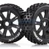 L-T3270B | Louise 3.3" B-Rock Tyres On Black Spoke Rims - Glued Buggy Wheels W/ Foam 2Pcs