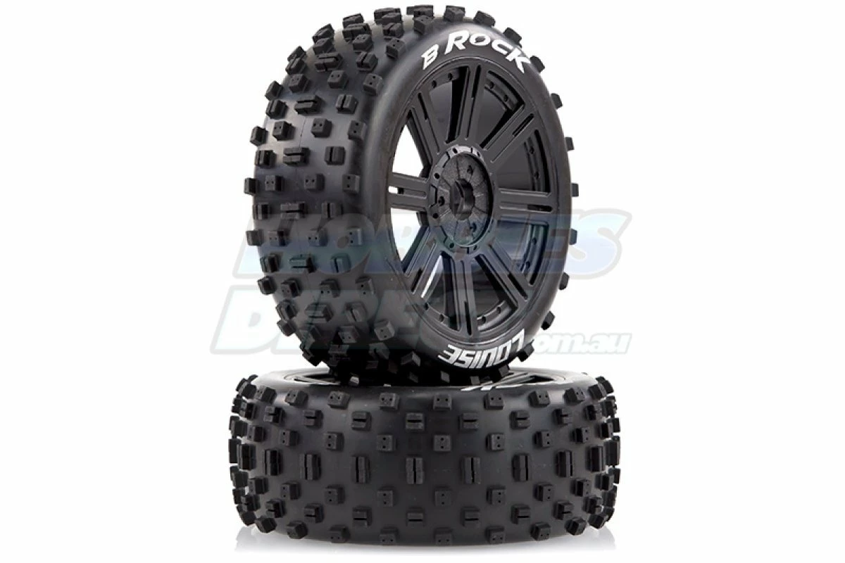 L-T3270B | Louise 3.3" B-Rock Tyres On Black Spoke Rims - Glued Buggy Wheels W/ Foam 2Pcs - Image 2