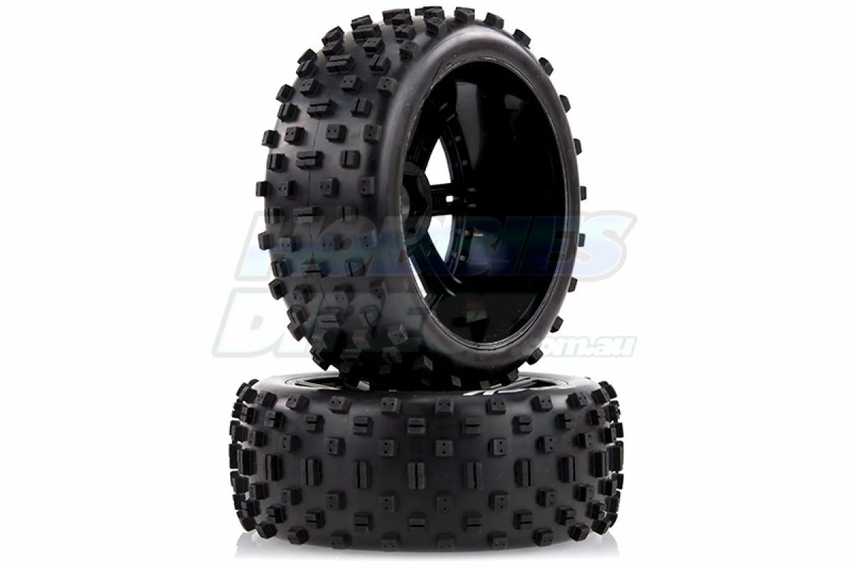 L-T3270B | Louise 3.3" B-Rock Tyres On Black Spoke Rims - Glued Buggy Wheels W/ Foam 2Pcs - Image 3